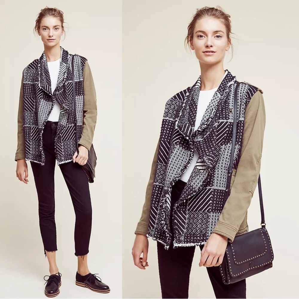 HEI HEI • Anthro Fringed Fieldwork Anorak jacket olive green draped utility